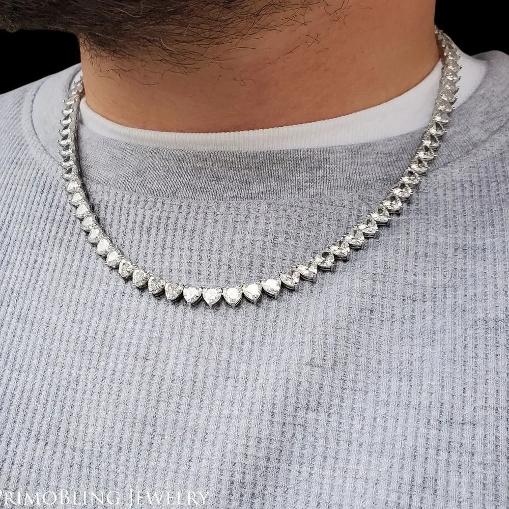 Lab Diamond Heart Shaped Tennis Necklace